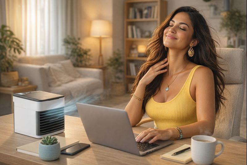 Climatizador de Ar Portátil USB Silencioso com Umidificador