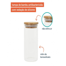 Kit 5 Potes De Vidro para Mantimentos com Tampa Bambu pequeno 200ml 250ml 300ml 400ml 550ml
