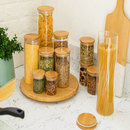 Kit 5 Potes De Vidro para Mantimentos com Tampa Bambu pequeno 200ml 250ml 300ml 400ml 550ml