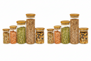 Conjunto de Potes de Vidro Hermético com Tampa de Bambu – 5 Peças