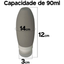 Kit Viagem 4 Frascos Silicone Pote 90ml Porta Creme Shampoo Perfume Loção Corporal Sabonete Líquido