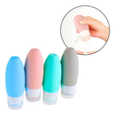 Kit Viagem 4 Frascos Silicone Pote 90ml Porta Creme Shampoo Perfume Loção Corporal Sabonete Líquido