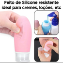 Kit Viagem 4 Frascos Silicone Pote 90ml Porta Creme Shampoo Perfume Loção Corporal Sabonete Líquido