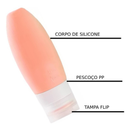 Kit Viagem 4 Frascos Silicone Pote 90ml Porta Creme Shampoo Perfume Loção Corporal Sabonete Líquido