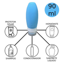 Kit Viagem 4 Frascos Silicone Pote 90ml Porta Creme Shampoo Perfume Loção Corporal Sabonete Líquido